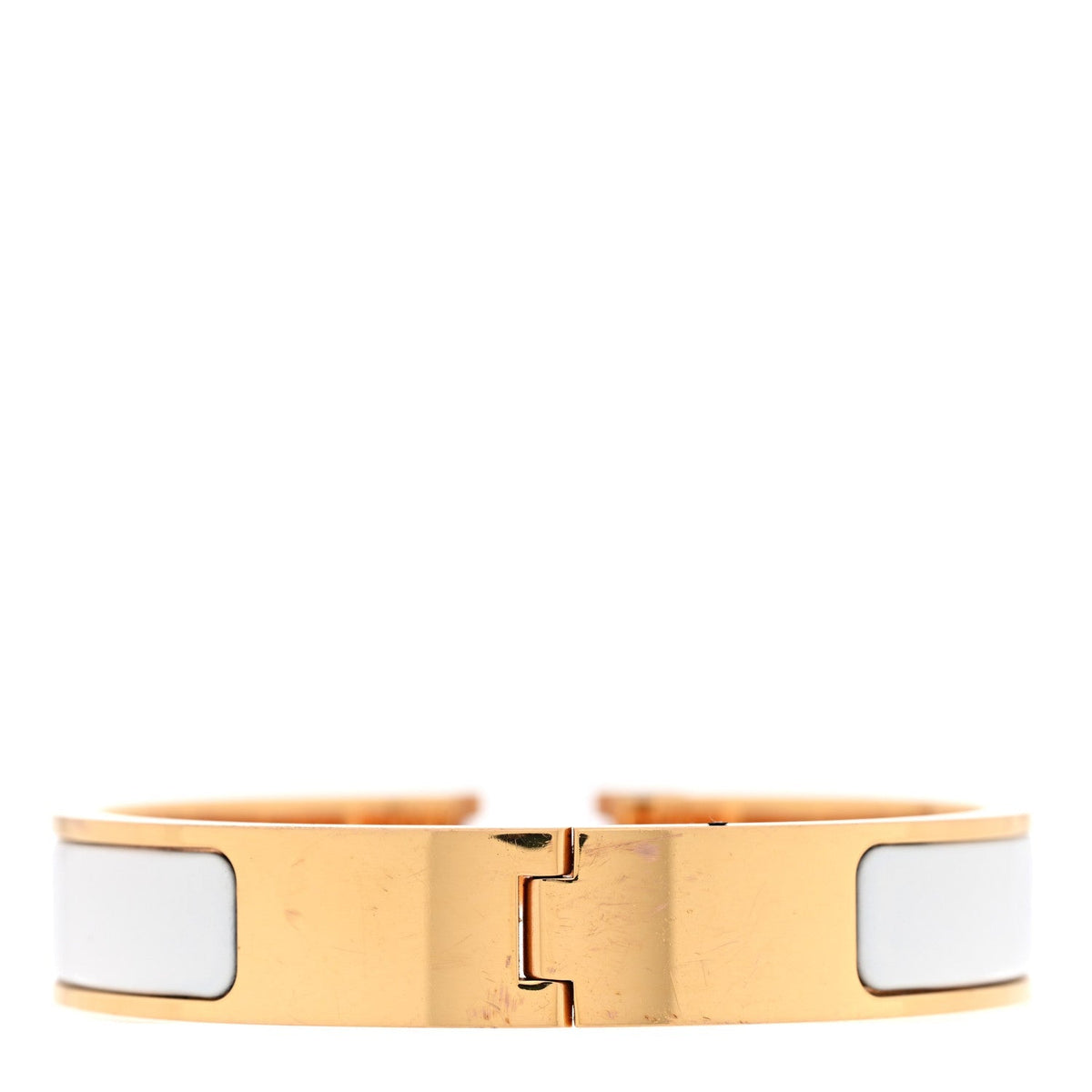 Hermes Enamel Narrow Clic Clac H Bracelet GM White