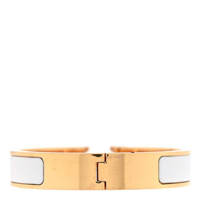 Hermes Enamel Narrow Clic Clac H Bracelet GM White
