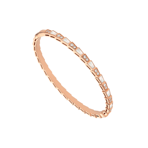 18K Rose Gold Mother of Pearl Diamonds BVLGARI Serpenti Viper Bracelet
