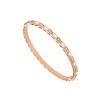 18K Rose Gold Mother of Pearl Diamonds BVLGARI Serpenti Viper Bracelet