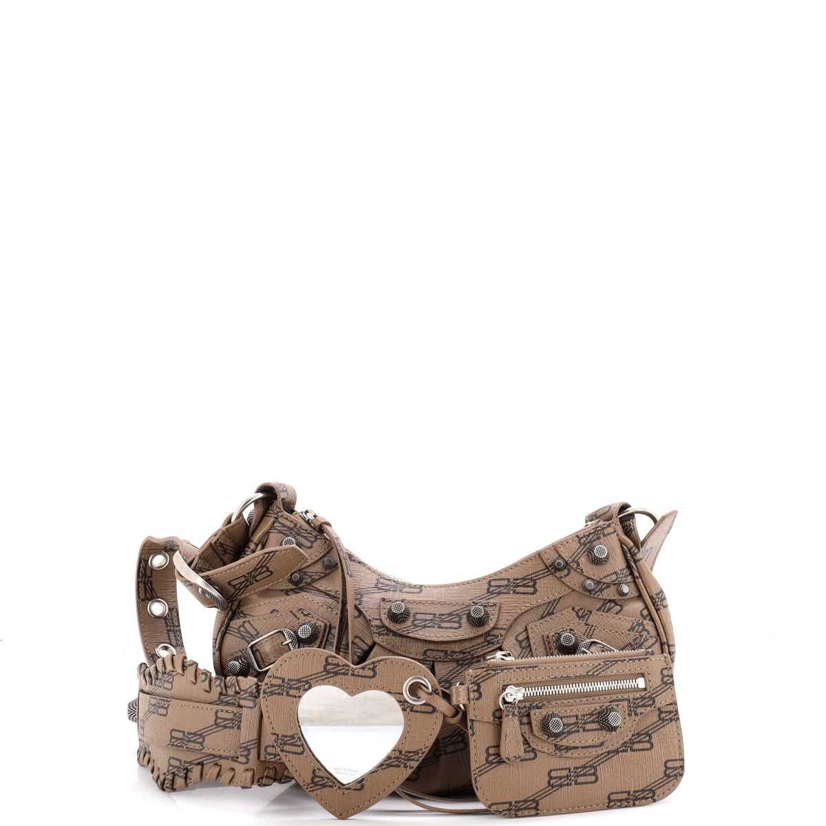Le Cagole Giant Studs Shoulder Bag BB Monogram Coated Canvas XS