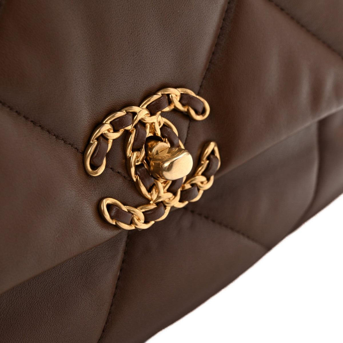 Chanel Lambskin Quilted Medium 19 Flap Dark Brown