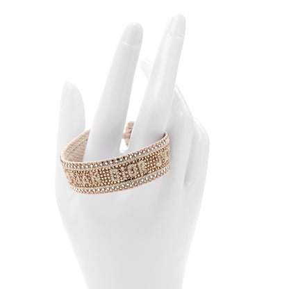 Christian Dior Woven Cotton Crystal Embroidered J'Adior Bracelet Gold
