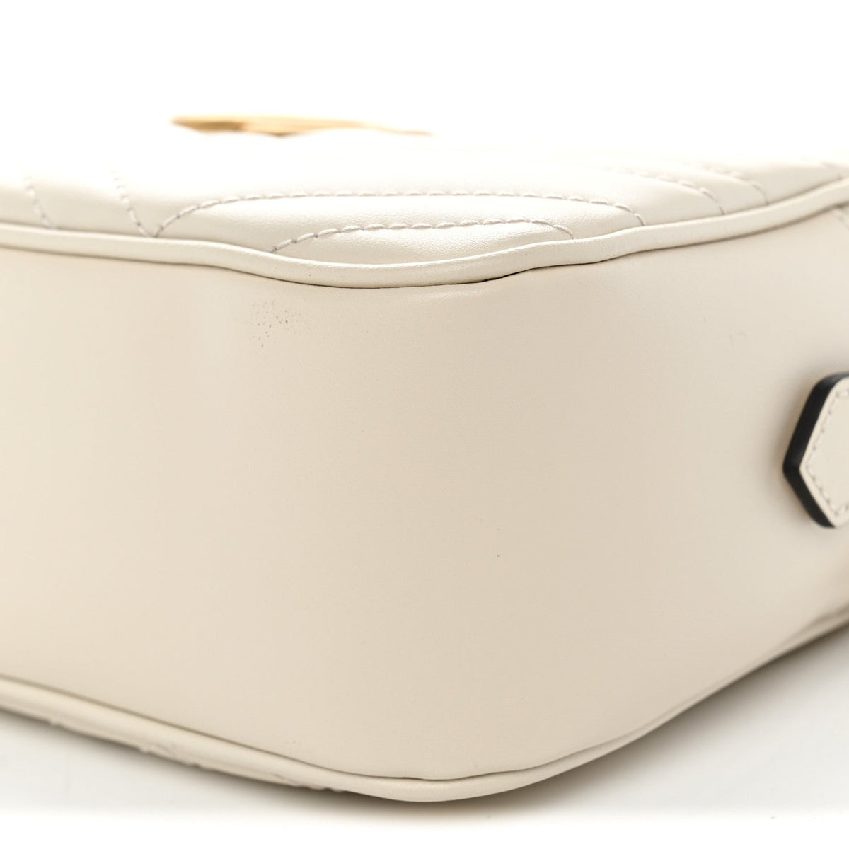 Gucci Calfskin Matelasse Small GG Marmont Chain Shoulder Bag White