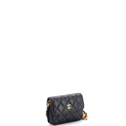 Pearl Crush Flap Clutch with Chain Quilted Lambskin Mini