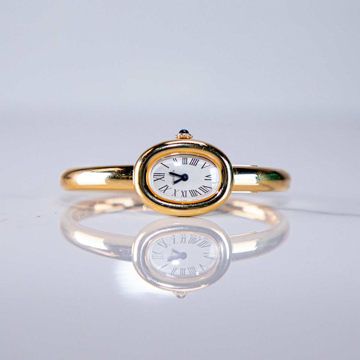 Cartier Baignoire Mini Yellow Gold Silver Dial Bracelet WGBA0044