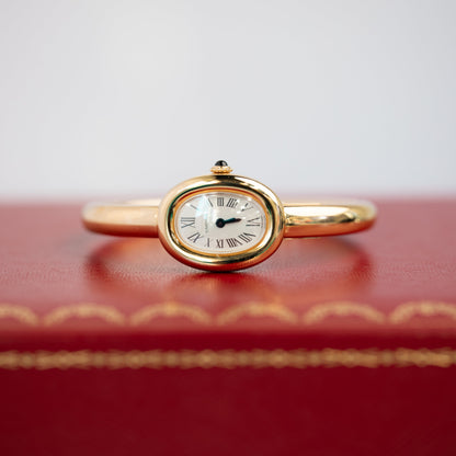 Cartier Baignoire Mini Yellow Gold Silver Dial Bracelet WGBA0045