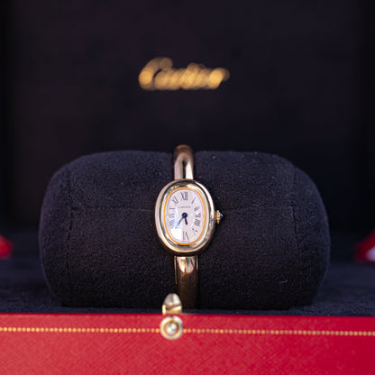 Cartier Baignoire Mini Yellow Gold Silver Dial Bracelet WGBA0045