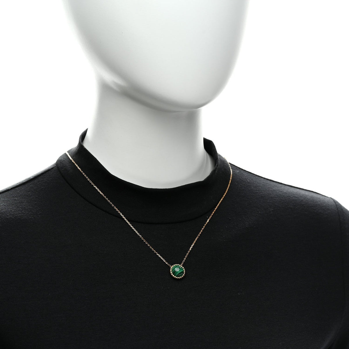 Van Cleef & Arpels 18K Yellow Gold Malachite Perlee Couleurs Pendant Necklace