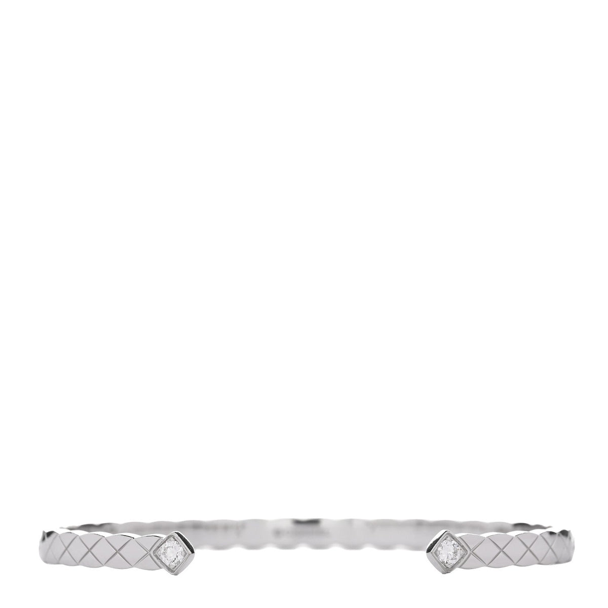 Chanel 18K White Gold Diamond Coco Crush Cuff Bracelet S