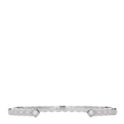 Chanel 18K White Gold Diamond Coco Crush Cuff Bracelet S