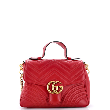 GG Marmont Top Handle Flap Bag Matelasse Leather Small