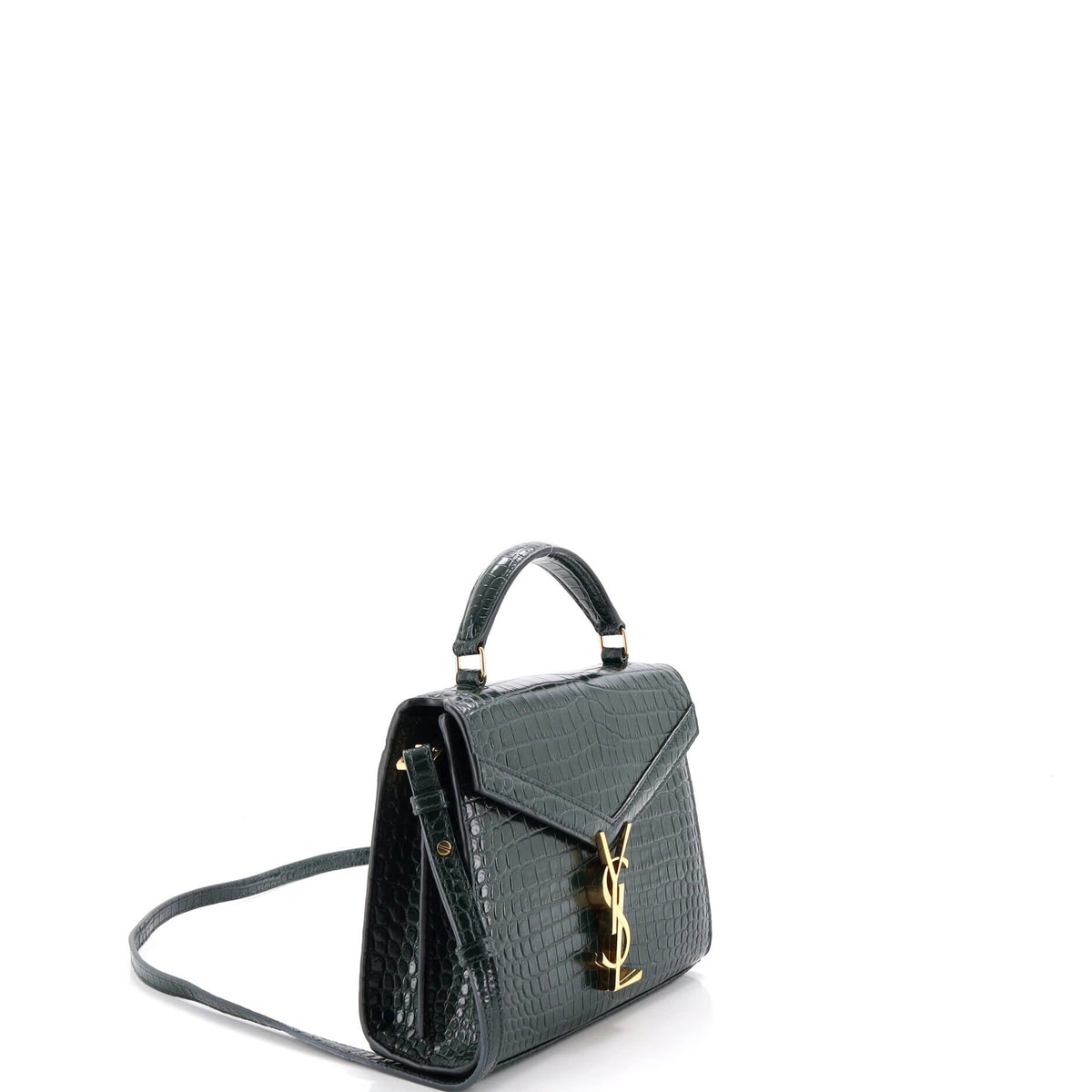 Cassandra Top Handle Bag Crocodile Embossed Leather Mini