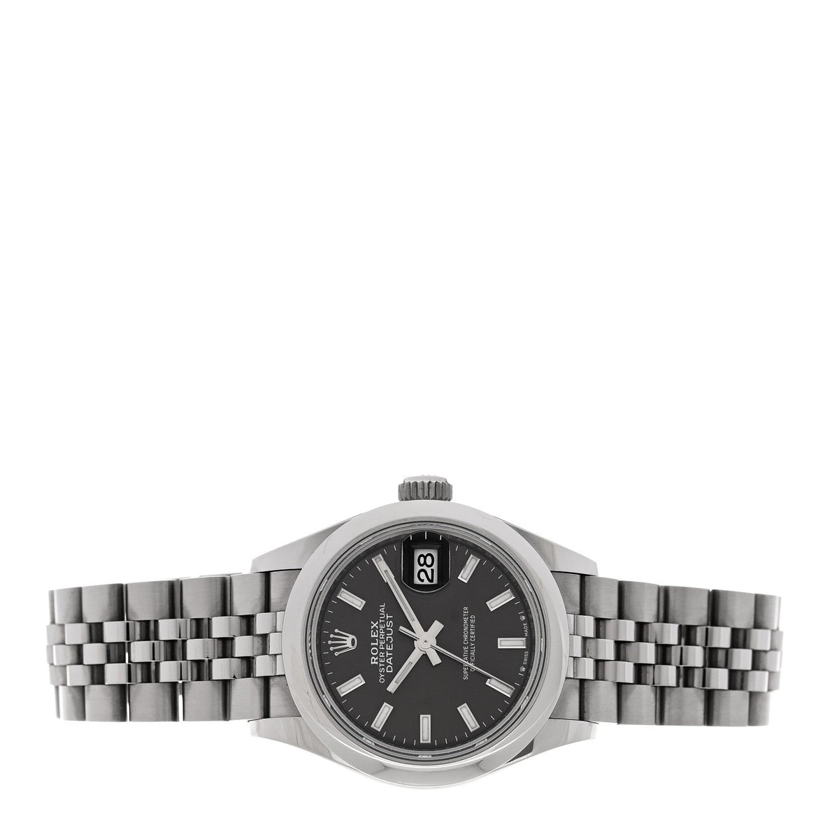 Rolex Stainless Steel 28mm Oyster Perpetual Datejust Watch Dark Grey 279160