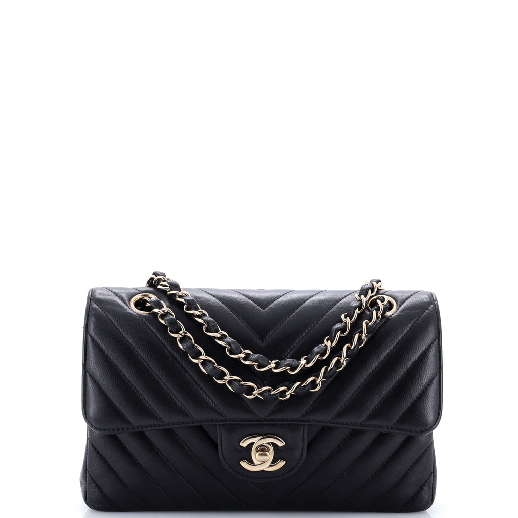 Classic Double Flap Bag Chevron Caviar Small