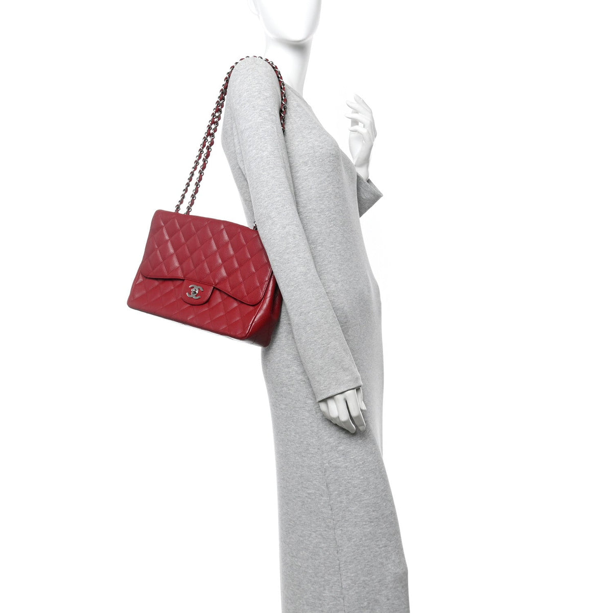 Chanel Caviar Quilted Jumbo Single Flap Dark Red 1824892
