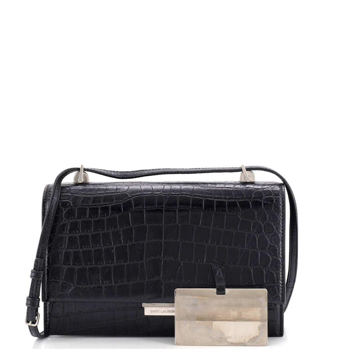 Babylone Crossbody Bag Crocodile Embossed Leather Small
