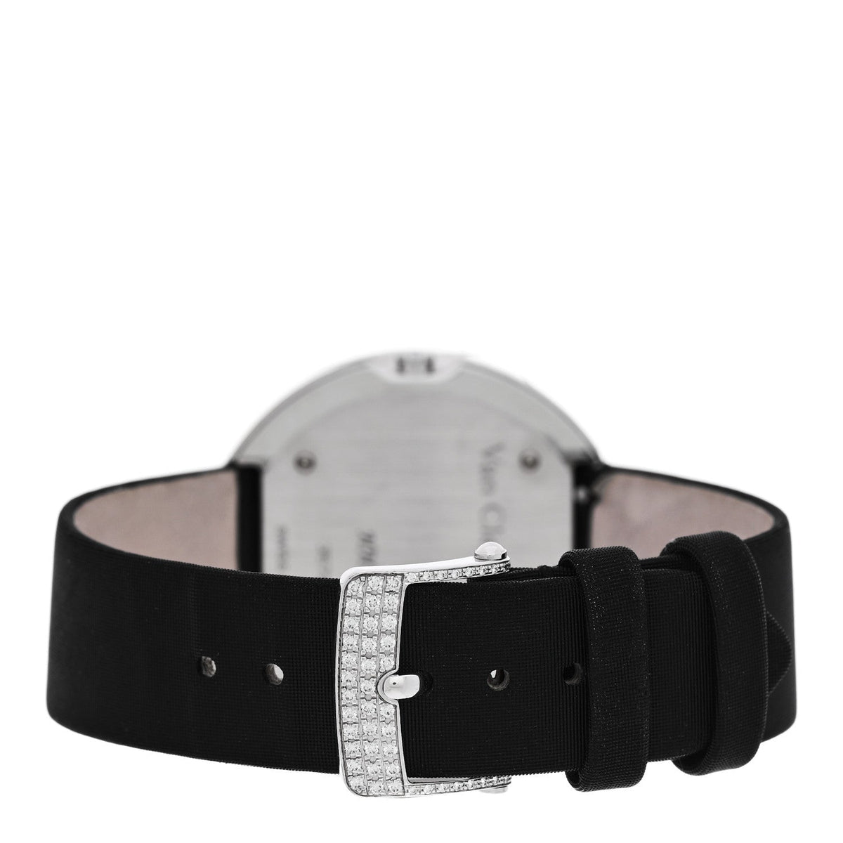 Van Cleef & Arpels 18K White Gold Satin Diamond 38mm Charms Watch