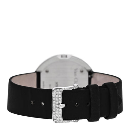 Van Cleef & Arpels 18K White Gold Satin Diamond 38mm Charms Watch