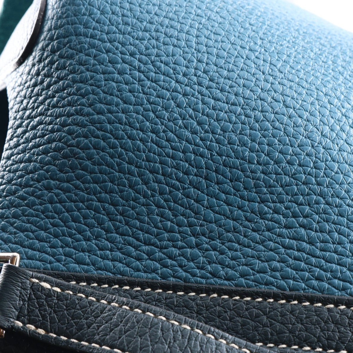 Hermes Taurillon Clemence Casaque Picotin Lock 18 PM Vert Bosphore Deep Bleu
