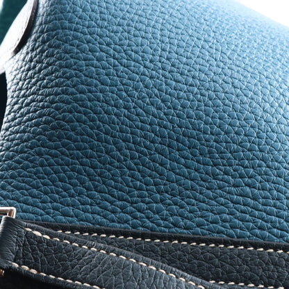 Hermes Taurillon Clemence Casaque Picotin Lock 18 PM Vert Bosphore Deep Bleu