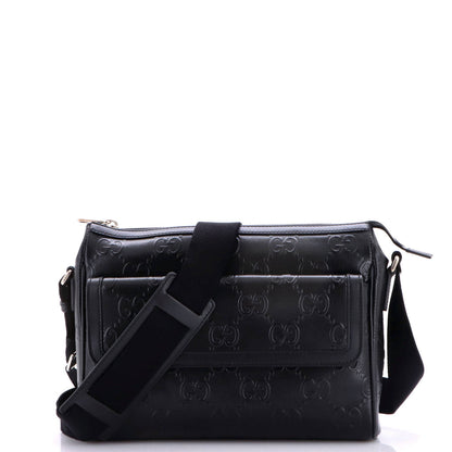 Front Pocket Messenger Bag GG Embossed Perforated Leather Medium
