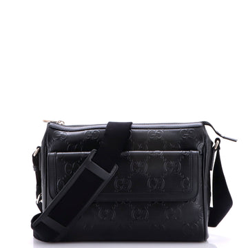 Front Pocket Messenger Bag GG Embossed Perforated Leather Medium