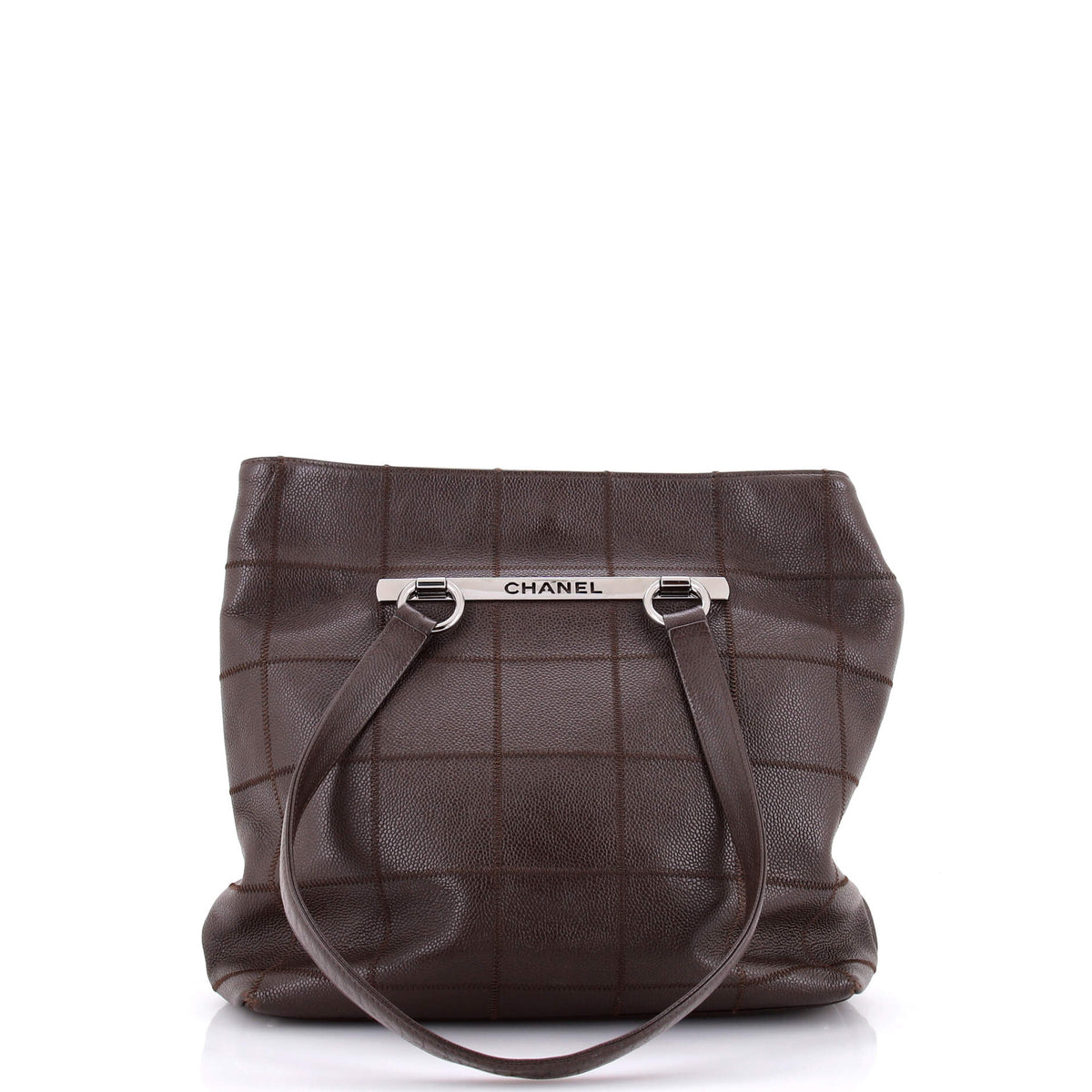Square Stitch Tote Caviar Medium