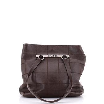 Square Stitch Tote Caviar Medium