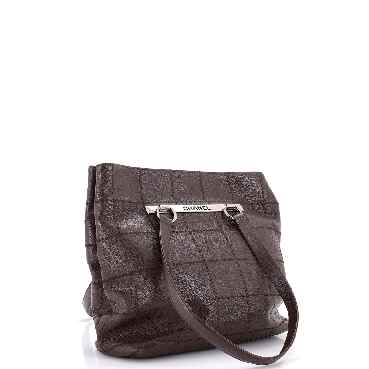Square Stitch Tote Caviar Medium