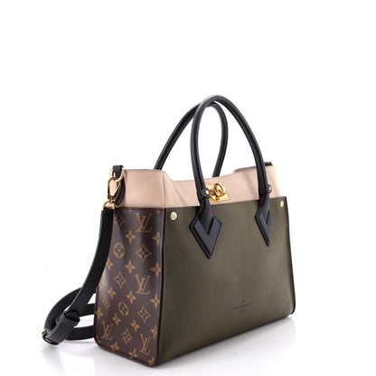 On My Side Tote Leather with Monogram Canvas MM