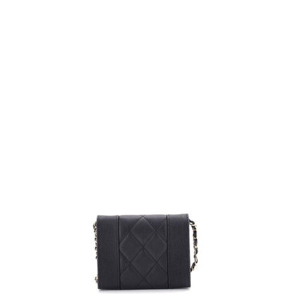 Mademoiselle Vintage Card Holder on Chain Quilted Caviar