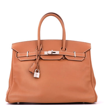 Birkin Handbag Gold Swift with Palladium Hardware 35