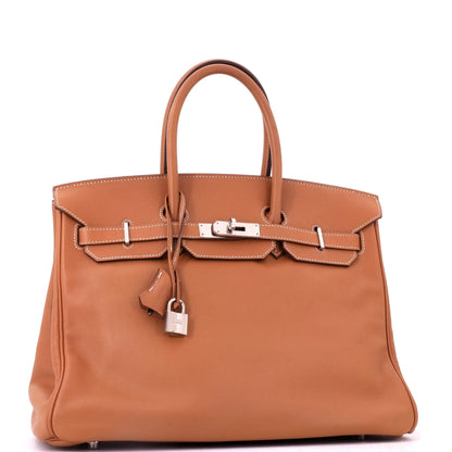 Birkin Handbag Gold Swift with Palladium Hardware 35