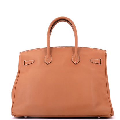 Birkin Handbag Gold Swift with Palladium Hardware 35