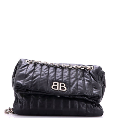 Monaco Chain Flap Shoulder Bag Quilted Leather Medium