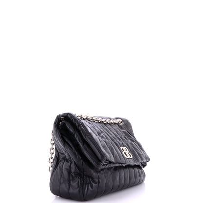 Monaco Chain Flap Shoulder Bag Quilted Leather Medium