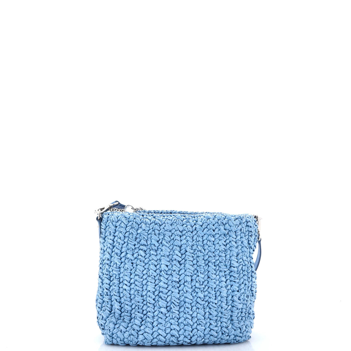 Flower Crystal Chain Shoulder Bag Woven Raffia