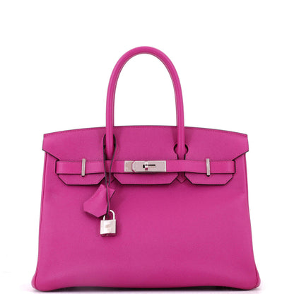 Birkin Handbag Rose Pourpre Epsom with Palladium Hardware 30