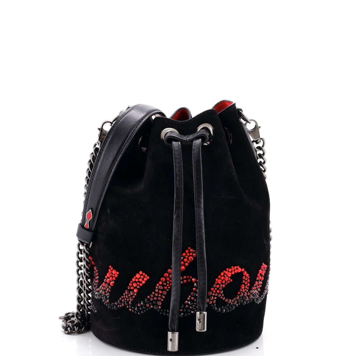 Marie Jane Bucket Bag Embellished Suede