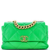 19 Flap Bag Quilted Leather Large