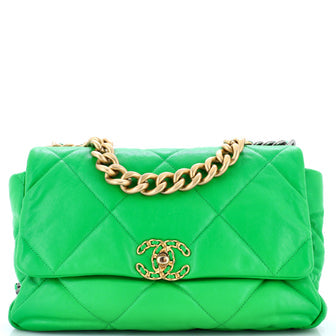 19 Flap Bag Quilted Leather Large