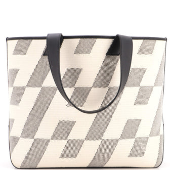 Cabas H en Biais Tote Canvas with Leather 40