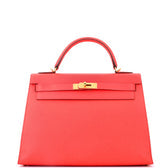Kelly Handbag Rose Jaipur Epsom with Gold Hardware 32