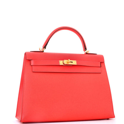 Kelly Handbag Rose Jaipur Epsom with Gold Hardware 32
