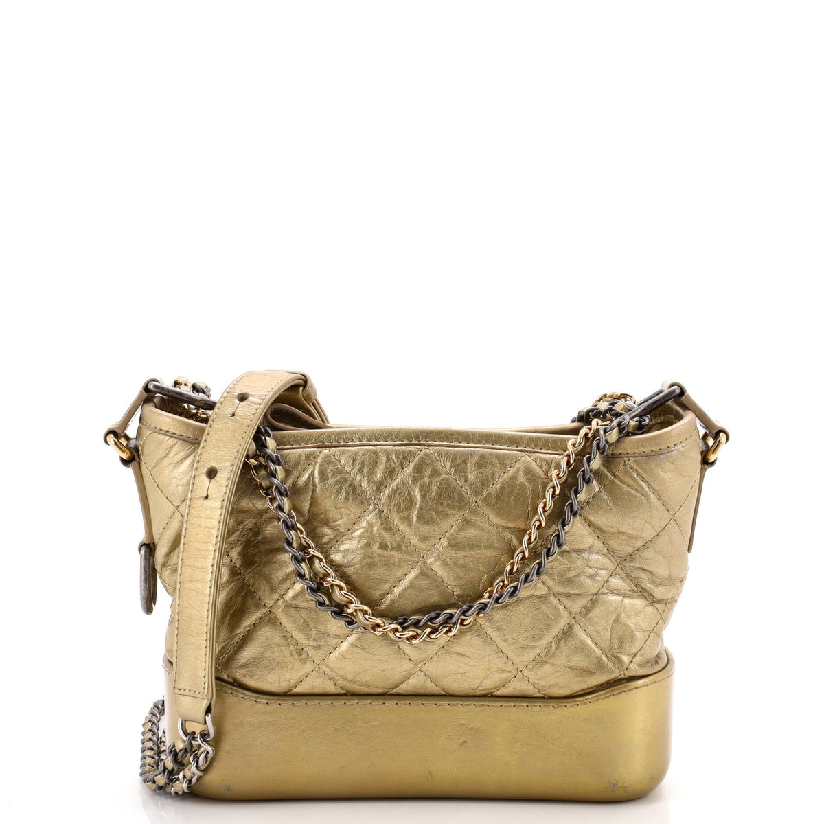 Gabrielle Hobo Quilted Metallic Aged Calfskin Small