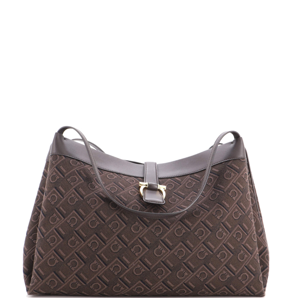 Gancini Shoulder Tote Bag Gancini Jacquard Medium