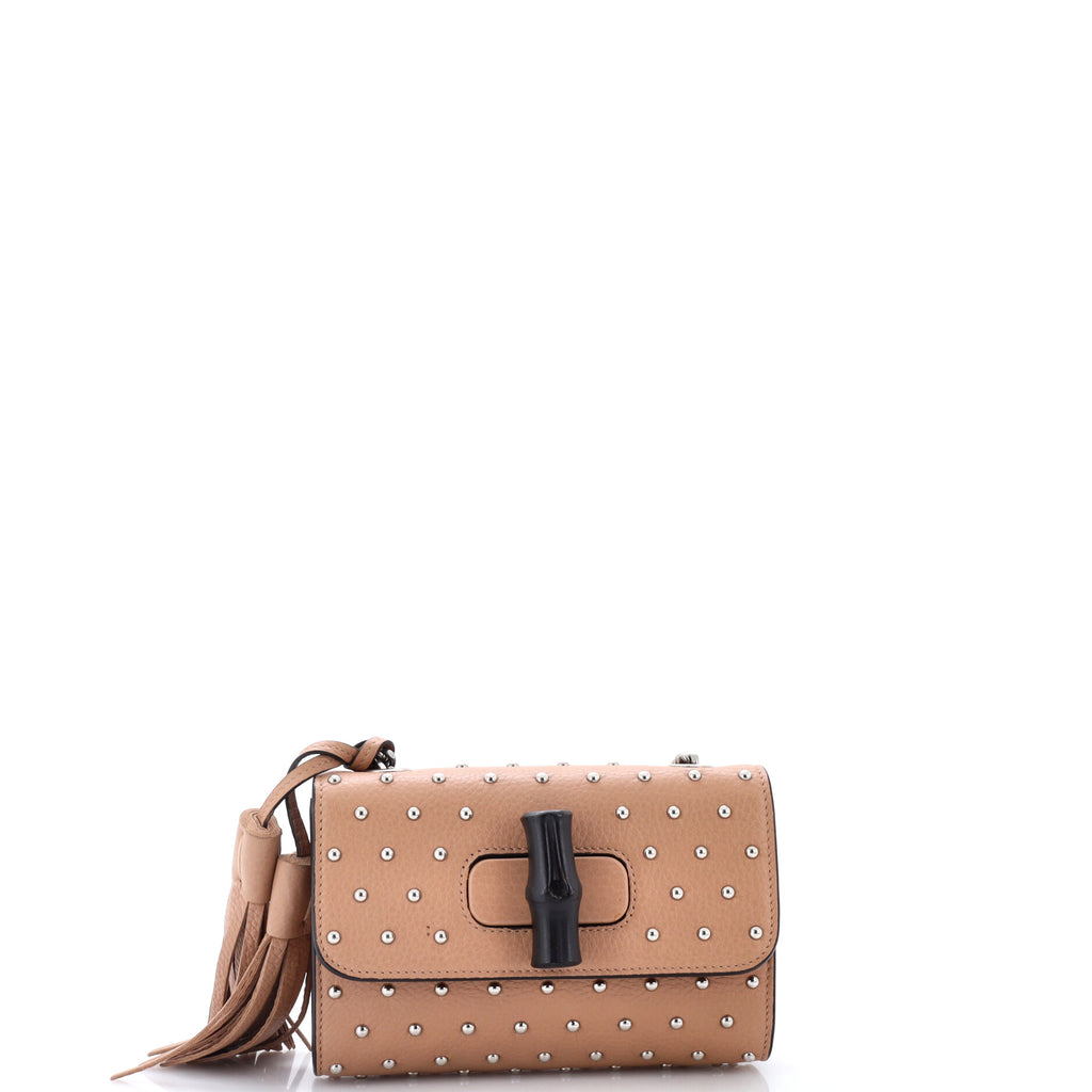 Miss Bamboo Shoulder Bag Studded Leather Small