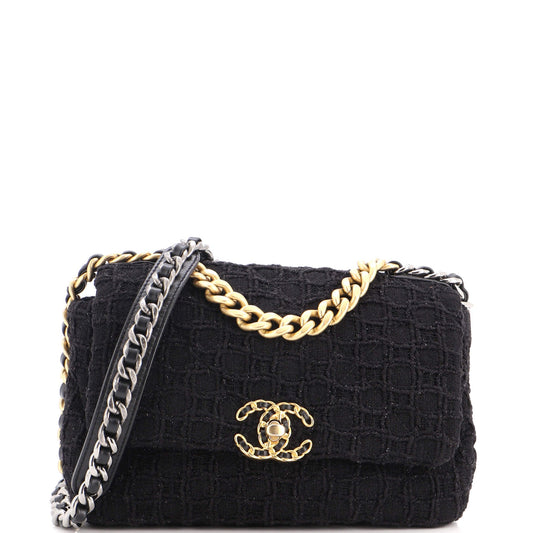 19 Flap Bag Quilted Tweed Medium