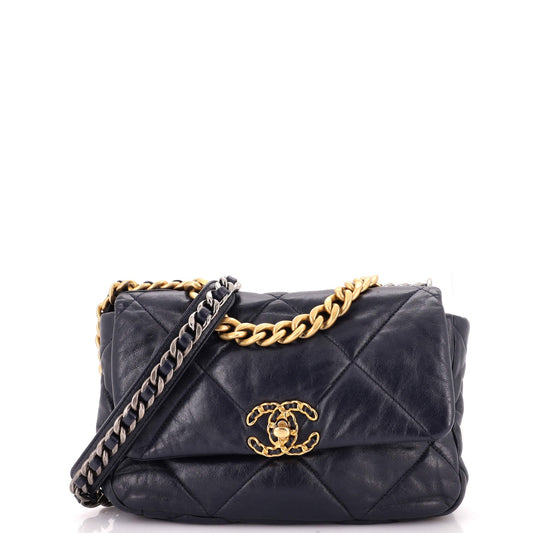 19 Flap Bag Quilted Leather Medium